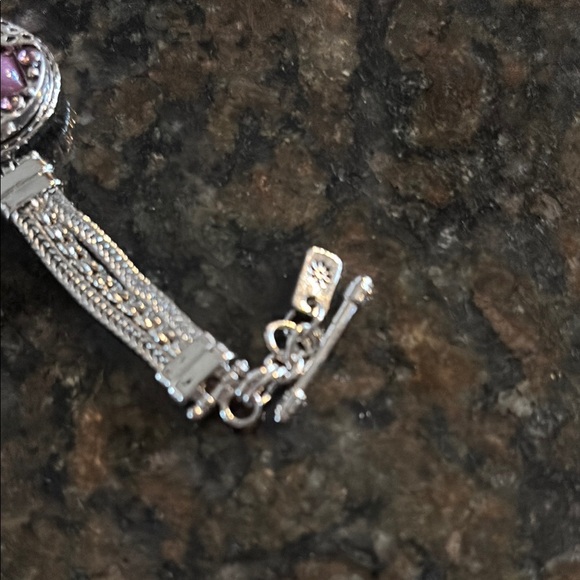 New Ginger Snap Intricate Silver and Purple Bracelet with Ornate Design - Picture 4 of 5